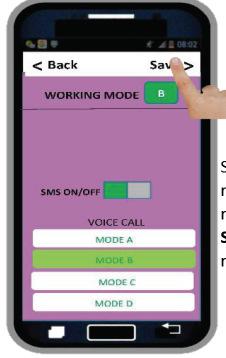 Mode B: ενεργοποιείται μόνο το ρελέ 1 με τηλεφωνική κλήση σε δισταθή λειτουργία (σε κάθε κλήση αλλάζει κατάσταση) Mode C: Μπορείτε να
