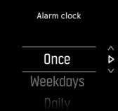 Once (Μία φορά): η αφύπνιση ηχεί μία φορά στις επόμενες 24 ώρες, στην ώρα που έχει καθοριστεί Weekdays (Εργάσιμες ημέρες): η αφύπνιση ηχεί την ίδια ώρα από Δευτέρα έως Παρασκευή Daily (Καθημερινά): η