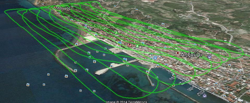 a) b) Εικόνα 36 a-b : Καταγραφή ζημιών-σάρωση και αποτύπωση πτήσης περιοχής Ληξουρίου με το drone X100 Πηγή: Εταιρεία Geotech http://www.geotech.
