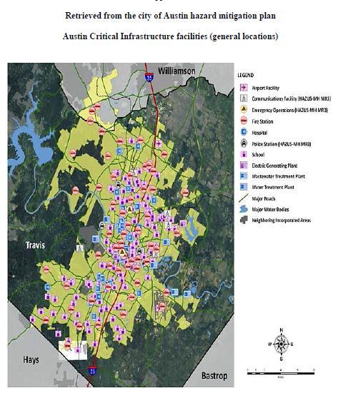 Εικόνα 57 : Austin Critical Infrastructure facilities Πηγή: https://austintexas.gov/sites/default/files/files/hsem/austin_emergency_ops_plan_2-22-2012.