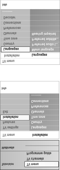 TELEKANALITE OTSIMINE JA SALVESTAMINE TELETEKST Nõuanne: Te vajate seda peatükki vaid siis, kui soovite installeerimise käigus tehtud seadistusi muuta. Installation menu (installeerimismenüü) 1.