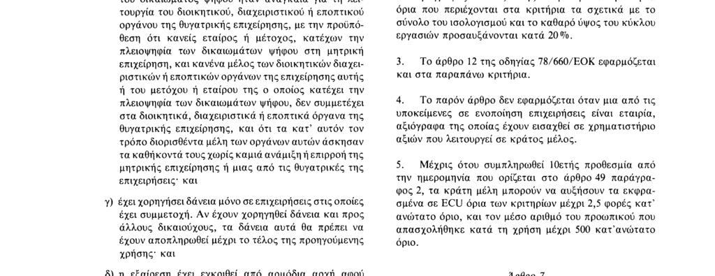 της θυγατρικής επιχείρησης και β) δεν άσκησε το δικαίωμα ψήφου που συνδέεται με τη συμμετοχή κατά το διορισμό μέλους του διοικητικού, διαχειριστικού ή εποπτικού οργάνου της θυγατρικής εταιρίας κατά