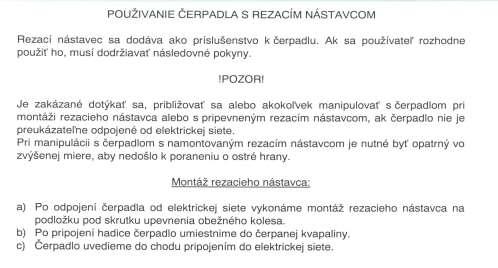 5. Pri prehriatí preťažením alebo nepovolenou prevádzkou bez nedostatočného ponorenia môže teplota telesa narásť až na 80 C. Takejto prevádzke je nutné zabrániť.