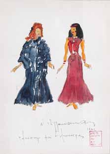 8 Νίκος Εγγονόπουλος (1910-1985) Καίσαρ και Κλεοπάτρα (Μακέτες για κοστούμια) Υπογεγραμμένο και χρονολογημένο κάτω δεξιά: