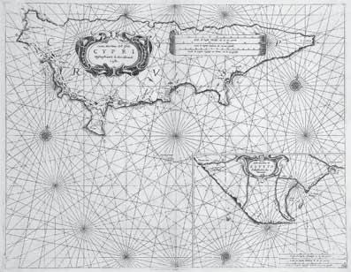 119 Vincenzo Maria Coronelli Carta Maritima dell Isola Cypri dismostrante le meridionali Coste with inset of Carta Maritima di Egitto d Alessandria Sino a Damiata Cartographer: Vincenzo Maria