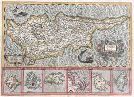 121 Joannes JANSSONIUS, Henricus HONDIUS Cyprus Insula, verso blank 38 x 50 cm, based on Blaeu, in Gerardi Mercatoris et I.