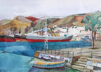 11 Ιφιγένεια Λαγάνα (1915-2004) Λιμάνι Υπογεγραμμένο κάτω