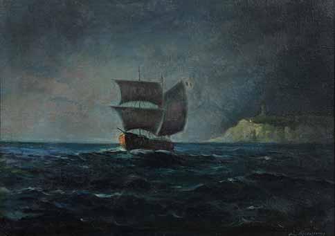 22 Αιμίλιος Προσαλέντης (1859-1926) Ιστιοφόρο Υπογεγραμμένο κάτω δεξιά: αιμ. Πρασαλέντης Λάδι σε ξύλο 39 x 54 εκ. 2.500 3.