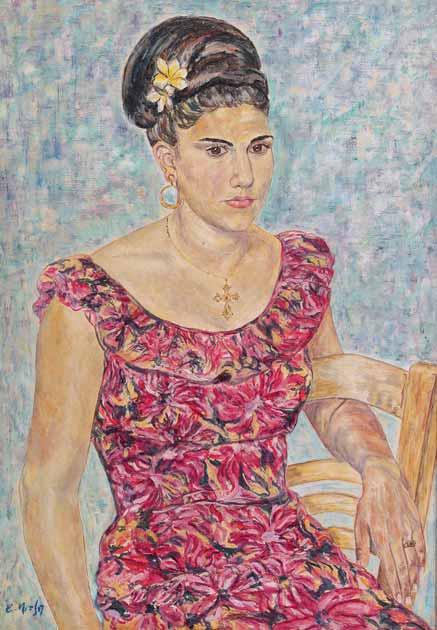 47 Έλλη Μιτζή (1930-1997) Πορτρέτο Υπογεγραμμένο κάτω