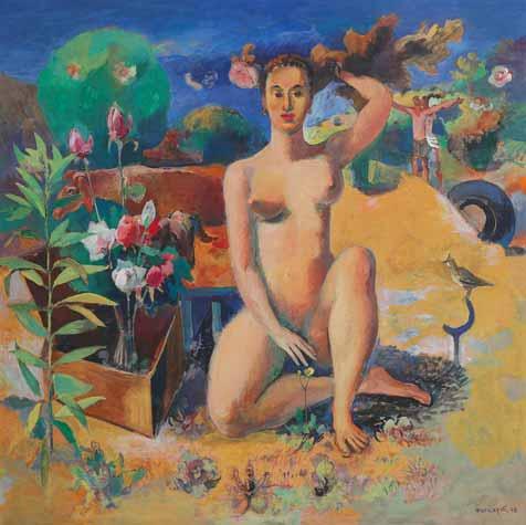 63 Χρίστος Φουκαράς (γ.1944) Γυμνό Υπογεγραμμένο και χρονολογημένο κάτω δεξιά: Φουκαράς, 98 Λάδι σε hardboard, 120 x 120 εκ. 4.500 6.000 Γεννήθηκε στην Κισσόνεργα της Πάφου το 1944.