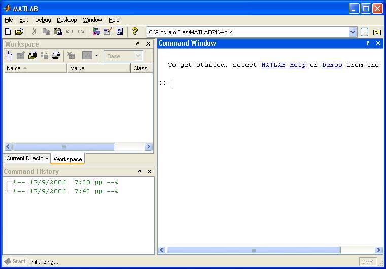 1 Το περιβάλλον εργασίας του MATLAB 7 Σε αυτήν την ενότητα θα εξοικειωθείτε με το περιβάλλον αλληλεπίδρασης του MATLAB με το χρήστη. 1.