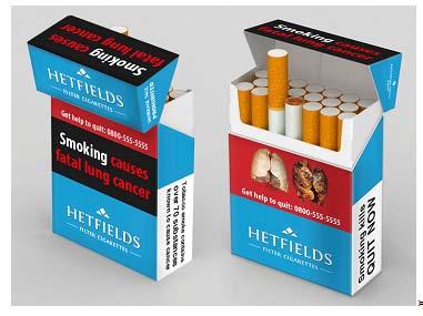 Πώς θα είναι τα πακέτα τσιγάρων στο μέλλον; Όπως φαίνεται και από την εικόνα, τα μελλοντικά πακέτα θα περιλαμβάνουν υποχρεωτικές προειδοποιήσεις για την υγεία με εικόνες και κείμενο που θα καλύπτουν