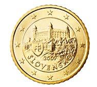 Na minciach hodnoty 1 cent, 2 centy a 5 centov je tatranský štít Kriváň, symbol zvrchovanosti slovenského