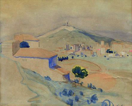 Ὑδατογραφία καί μολύβι σέ χαρτί, 340 x 410 mm.