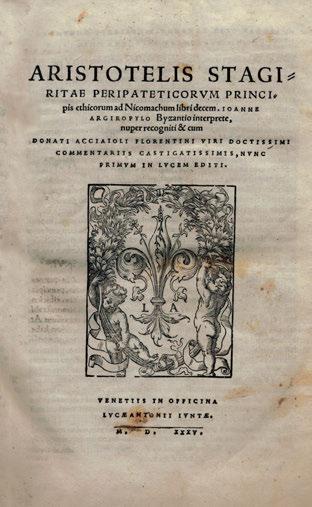 B[bis]5, τρύπα ἀπό ἔντομο στήν πάνω ἐξωτερική γωνία τῶν τευχῶν k-o). Χοιρόδερμα τοῦ 16ου αἰώνα (λερωμένο, μικρές φθορές, λείπει τό ἕνα κλεῖστρο). Legrand (15ος-16ος αἰ.
