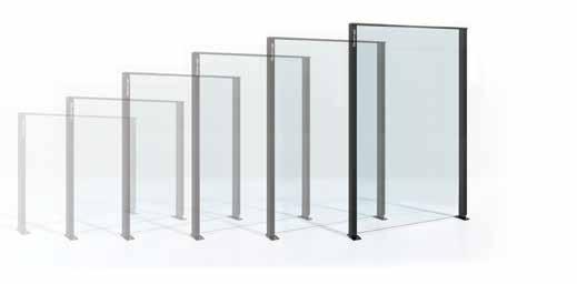 Glass Wall Το σύστημα Glass Wall προσφέρεται σε 6 τύπους με βάση το ύψος: Glass Wall system is available in 6 standard types, based on height