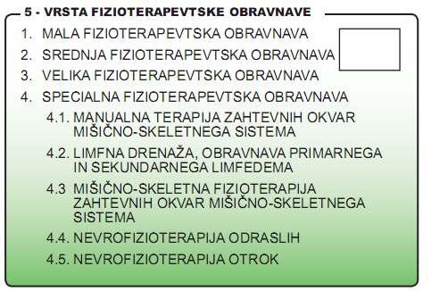 označiti razlog obravnave (bolezen, poškodba izven dela, poklicna