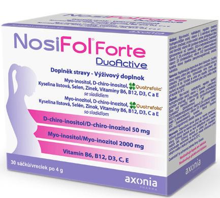selén 27 µg a zinok 7,5 mg v jednom vrecku. 1 balenie NosiFolu Forte DuoActive obsahuje 30 vreciek.
