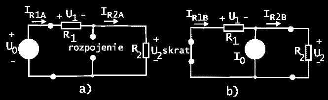 a) klasicky : I R =(U 1 +U 2 )/R L ; b) s použitím superpozície: I R1 =U 1 /R L ; I R2 =U 2 /R L je výsledok I R = I R1 + I R2.