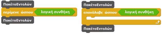 116 Πρακτικά 10 th CIE2018 Σχήμα 6. Το ρεπερτόριο των εντολών "περίμενε" του Scratch.