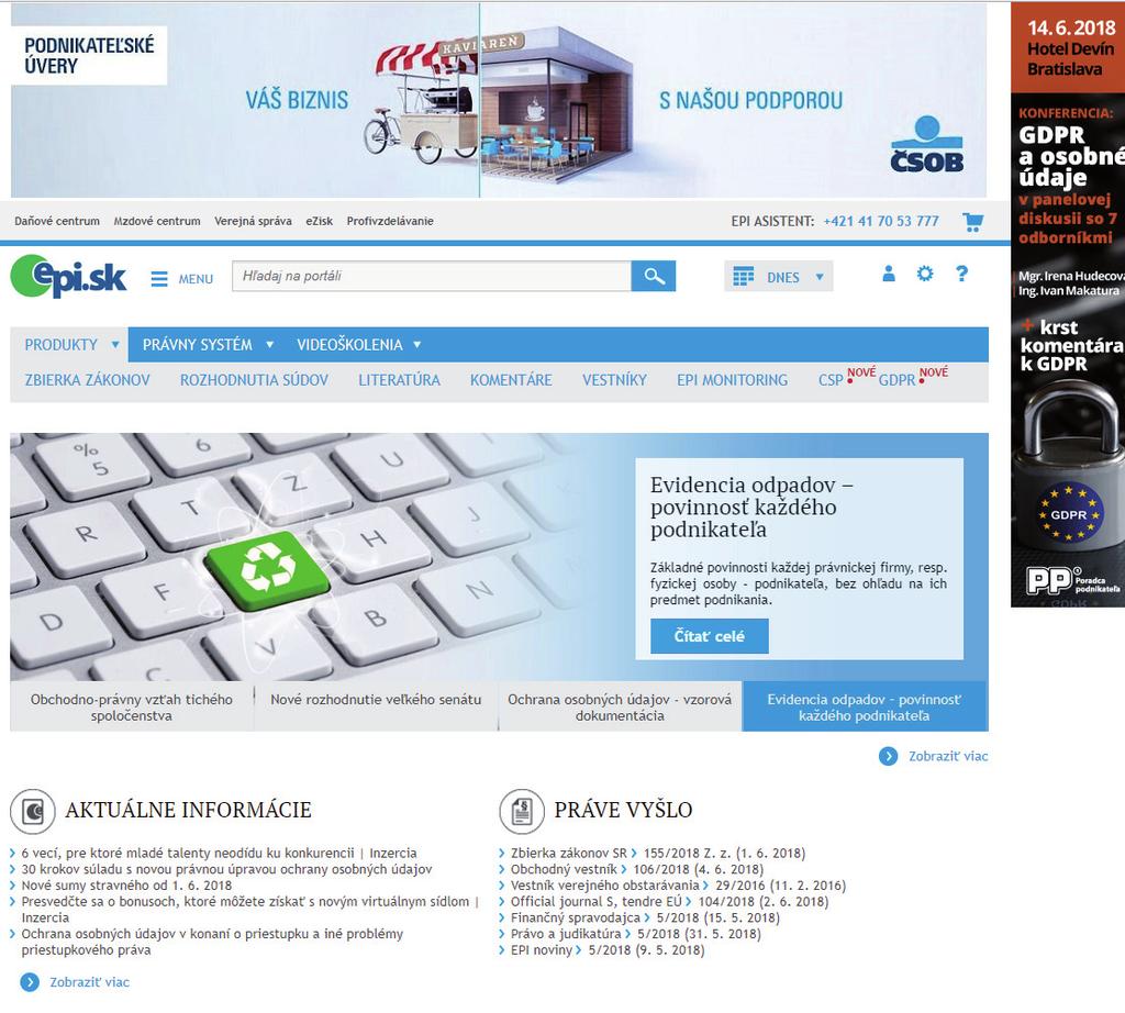 Oblasť > Ekonomické a právne informácie Bannerová reklama na www.epi.