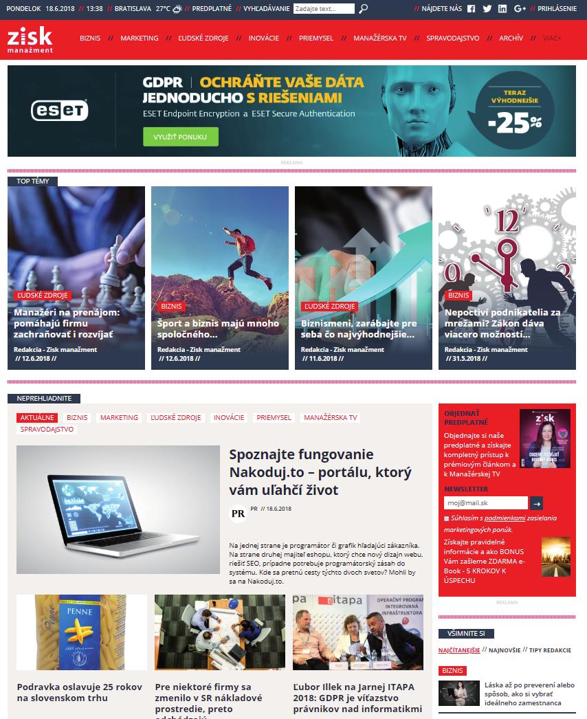 Oblasť > Strategické riadenie, marke ng, obchod, inovácie a nové technológie Bannerová reklama na www.ezisk.