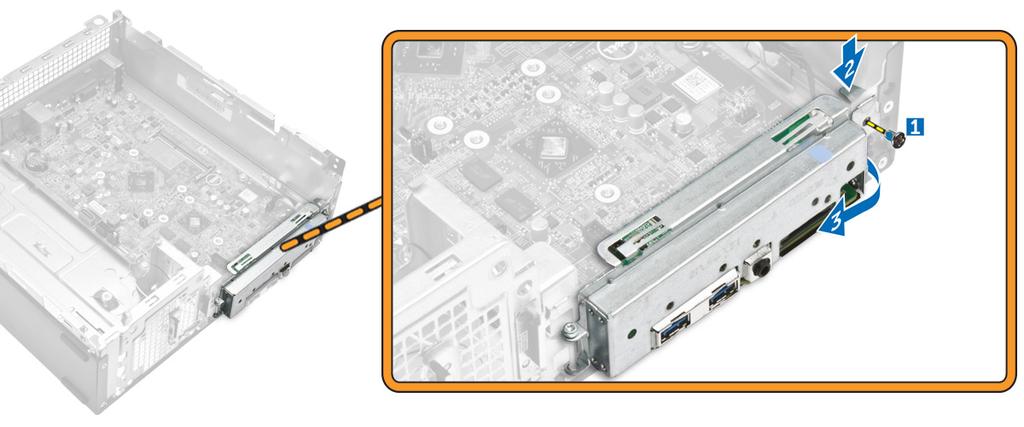 την κάρτα WLAN 3. Αποσυνδέστε τα καλώδια από την πλακέτα συστήματος: 4. Για να αποδεσμεύσετε το πλαίσιο I/O, ακολουθήστε τα εξής βήματα: a.