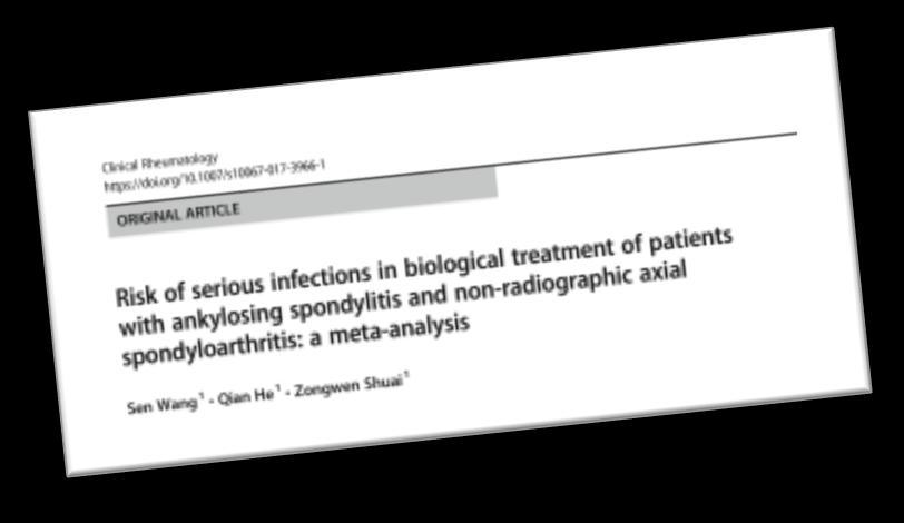 Λοιμώξεις σε ΑξΣπΑ υπό αντιtnfa Wang S. Clin Rheumatol.