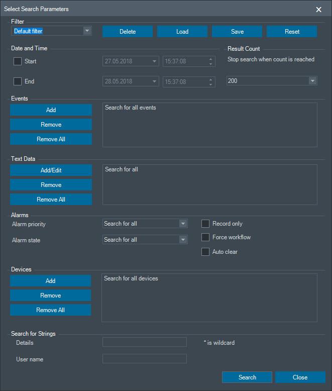 Bosch Video Management System Διασύνδεση χρήστη el 121 Εάν εκκινήσετε το συγκεκριμένο παράθυρο διαλόγου μέσω, οι κάμερες στο τρέχον Παράθυρο εικόνας θα έχουν προεπιλεγεί για την αναζήτηση και θα έχει