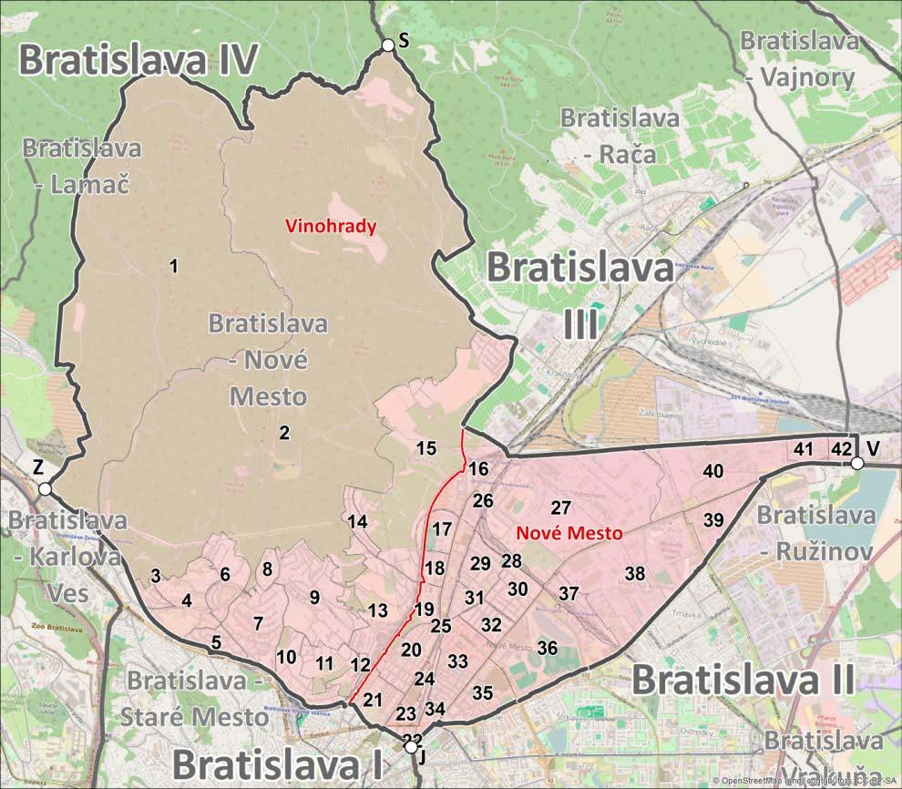 Program rozvoja mestskej časti Bratislava Nové Mesto na roky 2016-2020 Tabuľka 1 Vybrané charakteristiky mestských častí Bratislavy kód okres mestská časť rozloha v km2 rozloha intravilánu v km2