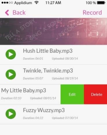 Στην οθόνη Music Play, κινηθείτε αριστερά στον τίτλο της ηχογράφησης.
