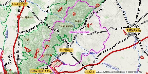 Navrhovateľ: 42/94 Obr. č. 1 Veľkoplošné a maloplošné chránené územia v okrese Pezinok Zdroj: www.sazp.