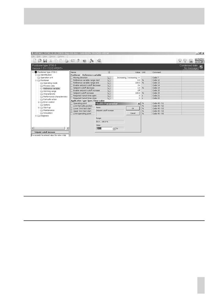 Setări în TROVIS-VIEW software 2. Dublu-click pe parametru dorit pentru a deschide o fereastră pop-up pentru modificarea setărilor parametrului.