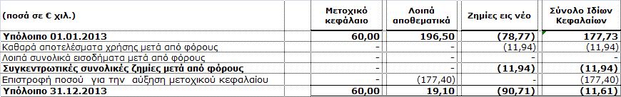 3.3 Κατάσταση Μεταβολών Ιδίων Κεφαλαίων Οι συνοδευτικές
