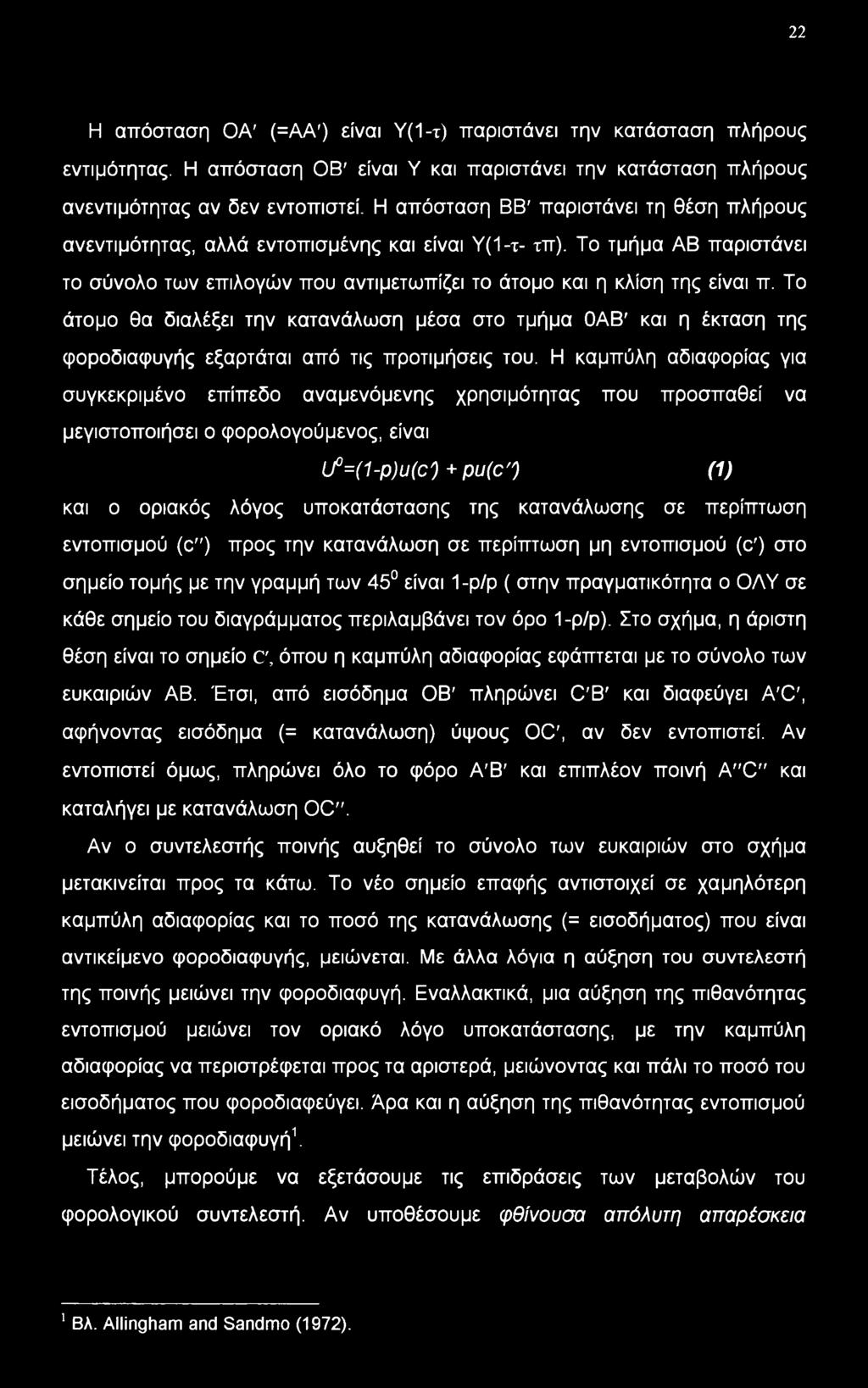 Το άτομο θα διαλέξει την κατανάλωση μέσα στο τμήμα ΟΑΒ' και η έκταση της φοροδιαφυγής εξαρτάται από τις προτιμήσεις του.