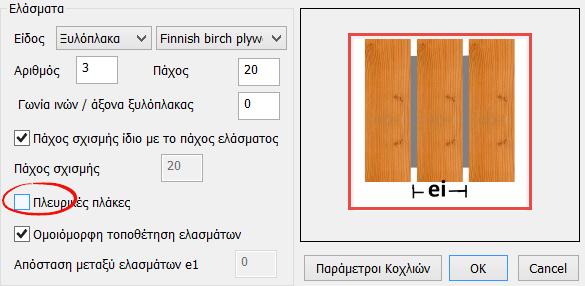 Το τσεκ πλάι στις Πλευρικές πλάκες ενεργοποιεί την εισαγωγή των πλευρικών πλακών.