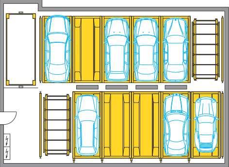 Obračalna ploščad je lahko integrirana v sistem. V sistem lahko parkirajo tudi težja vozila, vse do 2,5 t, npr. Mercedes S-razreda.