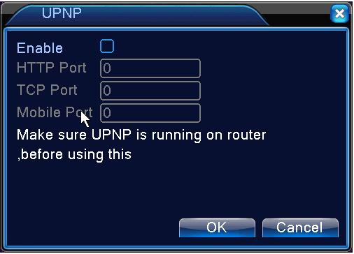 Obrázok 4.33 UPNP Enable Zaškrtnite, aby ste sa ubezpečili, že budete mať k dispozícii všetky možnosti nastavenia UPNP.