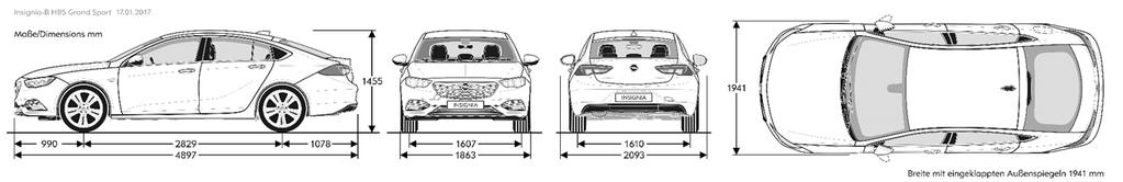 Opel Insignia Grand Sport Τεχνικά Χαρακτηριστικά 8 INSIGNIA GSI Διαστάσεις οχήµατος σε mm Μήκος Πλάτος (+/-