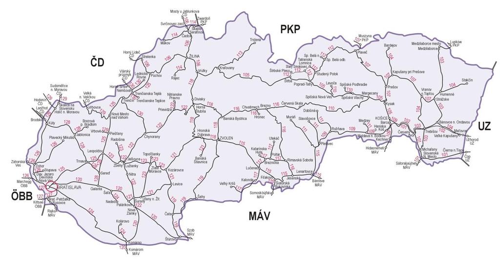 POSÚDENIE PROJEKTOVÝCH VARIANTOV Obr. 1 Trate ŽSR Zdroj: www.zsr.