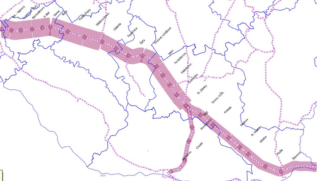 hranica ČR/SR - Kúty (mimo) Kúty - Malacky (mimo) Malacky - Bratislava, Devínska Nová Ves (mimo) Bratislava, Vajnory (mimo) - Trnovec nad Váhom (mimo) Trnovec nad Váhom -