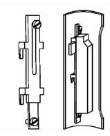 priemer stĺpu (mm) GURO-CPF 50 x 150 90 ADAPTÉRY PRE MONTÁŽ ROZVODNÍC na priečne lišty v stĺpoch Adaptér GURO-B7324 sa zasunie hákom do oka rozvodnice a spoločne s rozvodnicou sa nasunie na priečnu