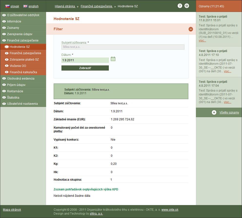 Stanovenie veľkosti finančného zabezpečenia (depozitu) Finančné zabezpečenie sa vypočíta podľa vzorca: ( Z p )* Po * Kg Co FZ = OO* +5 * FZ výška finančnej zábezpeky subjektu zúčtovania v platnej