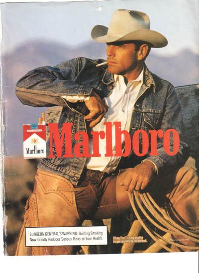 Εικόνα 8: Η κλασσική διαφήμιση της Marlboro Εξίσου σημαντικές αλλαγές έφερε και η κρατική παρέμβαση στις συσκευασίες των τσιγάρων.