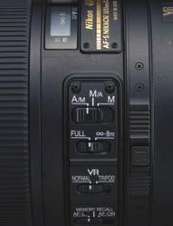 TEXNOΛOΓIA NIKKOR Απόσβεση κραδασμών (VR) Αθόρυβο μοτέρ Λειτουργία M/A (αυτόματη με προτεραιότητα χειροκίνητης εστίασης) Χάρη στο σύστημα απόσβεσης κραδασμών Μονάδα φακού (VR) των NIKKOR, οι