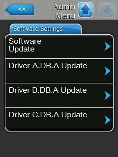Software Settings (nastavenie softvéru) Software Update: funkcia "Software Update" (aktualizácia softvéru) slúži na aktualizovanie riadiaceho softvéru vstavanej riadiacej jednotky. Driver A.DB.