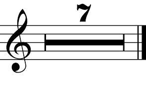 Οι υπόλοιπες παύσεις Είναι παρόμοιες με του δέκατου έκτου και του όγδοου. Για κάθε μικρότερη αξία προστίθεται στο σχήμα της παύσης μια γραμμούλα από αριστερά.