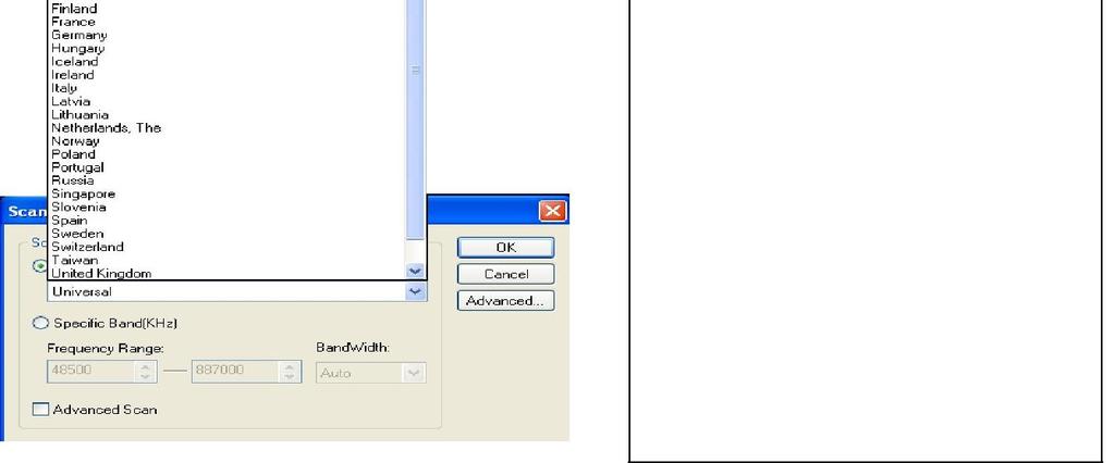 BlazeVideo HDTV Player objaví okno vyzývajúce k vyhľadávaniu kanálov. Kliknite na tlačidlo Áno (Yes). Vyhľadávacie okno vás vyzve na zadanie ďalších parametrov.