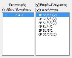 Ενεργοποιώντας και επιλέγοντας μία υποομάδα, το παράθυρο διαλόγου συμπληρώνεται με τις παραμέτρους της επιλεγμένης όψης, δίνοντας τη δυνατότητα να τις τροποποιήσετε,