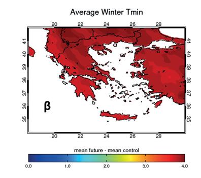 1 Αυξητικές μεταβολές στους δείκτες σχετικά με την αύξηση της θερινής θερμοκρασίας για τις 13 κλιματικές περιοχές της Ελλάδας.